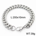 Silver stainless steel Cuban link bracelet, 10mm width with lobster clasp for men and women - Style A 10mm 200mm(KB165969-ZZ)