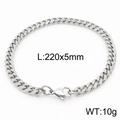 Zilveren roestvrijstalen Cubaanse schakelarmband met karabijnsluiting 220x5mm en 10g - Stijl A 5mm x 220mm
