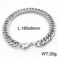 Silver 8mm Cuban link bracelet with lobster clasp and 180mm stainless steel chain - Style C 8mm 180mm(KB165935-ZZ)