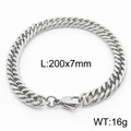 Silver stainless steel curb chain bracelet with lobster clasp measuring 200mm by 7mm - Style D 7mm 200mm(KB165990-ZZ)