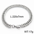 Silver stainless steel 7mm Cuban link bracelet with lobster clasp and 220mm length info - Style D 7mm 220mm(KB165991-ZZ)
