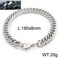 Men's silver titanium steel Cuban chain bracelet with lobster clasp, 180x8mm size - Style D 8mm 180mm(KB166155-ZZ)
