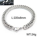 Silver stainless steel Cuban link bracelet 220mm length and 8mm width with lobster clasp - Style D 8mm 220mm(KB166157-ZZ)
