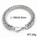 Silver stainless steel Cuban link bracelet 180mm x 9.5mm with a secure lobster clasp - Style D 9.5mm 180mm(KB166001-ZZ)