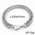 Silver stainless steel cuban link bracelet with lobster clasp, size 220x9.5mm and 33g weight - Style D 9.5mm 220mm(KB166003-ZZ)
