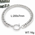 Bracciale da uomo a catena barbazzale in acciaio titanio con chiusura a molla, 200mm - Stile di Larghezza 7mm (KB165898-ZZ)