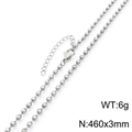 Collana a catena con sfere in acciaio inossidabile argento 3mm con chiusura a moschettone - 460*3mm / Color Acciaio