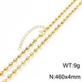 Golden titanium steel ball chain necklace with lobster clasp, length 460mm, weight 9g - 460*4mm / Gold
