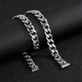 Classic 13mm silver stainless steel NK Cuban chain necklace for men in hip hop street style - 21cm / Silver