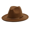 Detail of classic brown fedora hat featuring a stylish black band and gold metal hardware - M (56-58cm) / Khaki