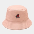 Gros plan détaillé de la broderie de glace pastèque sur le chapeau bob en coton rose - M (56-58cm) / Pastèque Rose