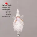 White plush Christmas angel girl ornament with silver glitter wings and boots - White Angel Pendant / White