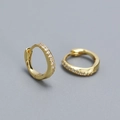 Elegante goldene S925 Silber-Ohrringe mit unregelmäßigem gewundenem Zirkonia-Besatz - 925er Silber / Gold