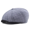 Gorra de algodón para hombre con cuadros gris azulado y visera negra elegante - Azul