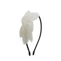 Eleganter weißer Perlen-Blätter-Haarreif, Kristall-Haarschmuck für Damen, schickes Accessoire - Weiß