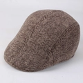 Close-up of brown herringbone tweed fabric texture on a retro British style ivy cap - One Size 58cm / Coffee Herringbone