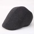 Detail of dark grey herringbone knit newsboy cap showing thick wool blend texture - One Size 58cm / Herringbone Dark Grey