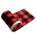 Red and black buffalo plaid flannel blanket with white sherpa fleece lining inside - Red and Black Grid / 127*152CM