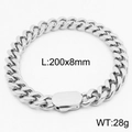 Bracciale a catena cubana in acciaio argento con chiusura a scatola, 8mm x 200mm - Stile Argento-8mm di Larghezza(KB164543-Z)