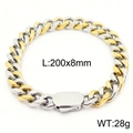 Bracciale a catena cubana bicolore in acciaio inossidabile argento e oro 8mm - Stile Bicolore Oro Argento-8mm di Larghezza(KB164545-Z)