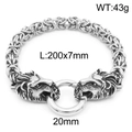 Byzantine chain bracelet with lion head clasps in silver-tone stainless steel - Lion Head (KB164522-Z)
