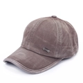 Washed cotton baseball cap in brownish grey featuring a classic metal side buckle - Metal Side Label Style / Brown