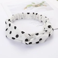 White fabric twisted headband with black polka dot pattern for women and girls - Small Dots White