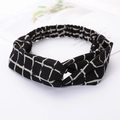 Crisscross twisted hairband with black and white grid pattern for women hair styling - Black Lattice