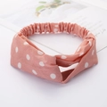 Pink polka dot twist headband for women with elastic fabric and knotted design - Pink Polka Dot