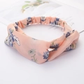 Chic pink floral twist headband for women with soft fabric and elastic back detail - Style 34 Pink Floral