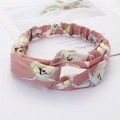 Korean style pink floral twist headband with elegant chiffon fabric and elastic back - Style 67 Pink Floral