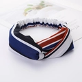 Criss-cross knotted headband featuring classic blue, white, and red stripes for women - Style 86 Colorful Striped