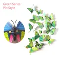 3D butterfly wall sticker in green series with metal pin for versatile home decoration - Green Series - Pin Style