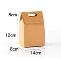 Caja de regalo de papel kraft marrón con asa 14x8x13cm embalaje plegable - Caja de Regalo Perforada Mediana - Color Natural Kraft