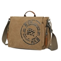 Borsa a tracolla da uomo in tela marrone vintage con manici in pelle e multi-tasche - caffè
