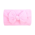 Pink soft nylon baby headband with a large elastic bow for infants and toddlers - Pink (016)