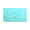 Soft turquoise nylon baby headband with a large bow detail on a white background - Turquoise (510)