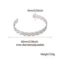 Gedetailleerde afmetingen met 9mm breedte en verstelbare 60mm diameter van de armband - Zilveren Hol Geweven Stijl (SZ042-S)