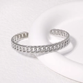 Bracciale rigido aperto regolabile in acciaio inossidabile argento con trama a catena - Color Acciaio