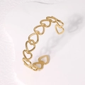 Elegant gold heart hollow open bangle bracelet in stainless steel minimalist design - Gold