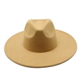 Detalle del sombrero fedora de lana caqui con ala ancha y textura de fieltro fino - M (56-58cm) / Caqui