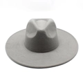 Vista detallada de un sombrero fedora de lana gris oscuro con ala ancha y copa armada - M (56-58cm) / Gris