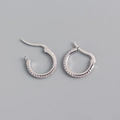 Detailweergave van S925 sterling zilveren oorringen met dichtgezette zirkonia stenen - Zilver (Witte Zirkonia)