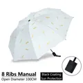 Parapluie blanc à plumes dorées, auvent de 100 cm avec revêtement anti-UV noir - Modèle Manuel / Plume Dorée Blanc