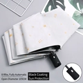 White automatic sun umbrella with yellow crown pattern and black UV protection coating - Automatic / Crown White