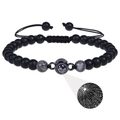 Dettaglio del bracciale con proiezione 100 lingue con corda intrecciata regolabile - Bracciale Pietra di Mappa