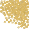Sparkling gold snowflake and round confetti sequins for festive Christmas table decor - Gold Snowflake + Gold Round