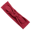 Elastic red knotted headband with a soft fabric rabbit ear bow for baby girls - Burgundy