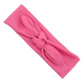Soft pink elastic bunny ear headband with a knotted bow for babies and children - Rose Red