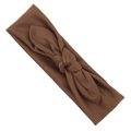 Brown elastic rabbit ear headband with a large bow for babies and children - Coffee